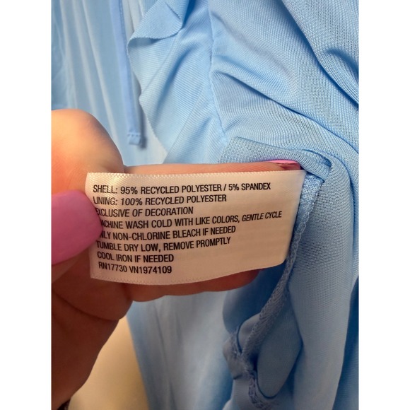 Future Collective Maxi Dress Womens Medium Blue NEW Ruffle Long Sleeve V-Neck - Picture 4 of 8